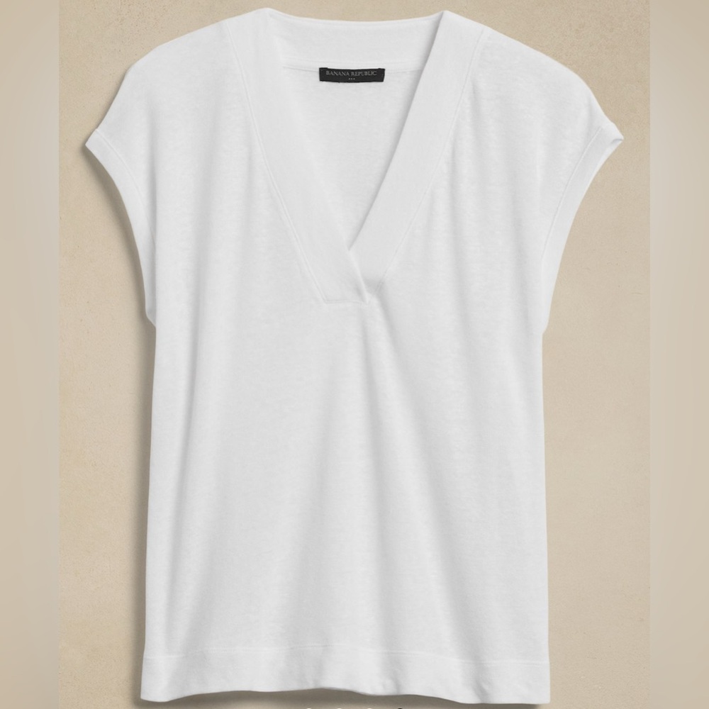 Banana Republic boxy linen blend tee
